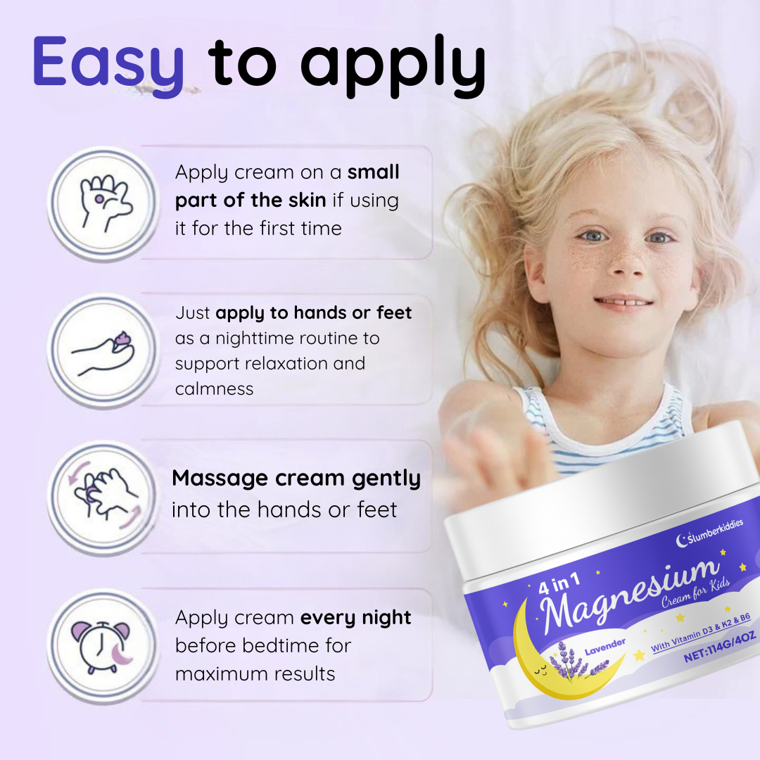 Magnesium Cream Kids Sleep Aid Lavender Bedtime Lotion