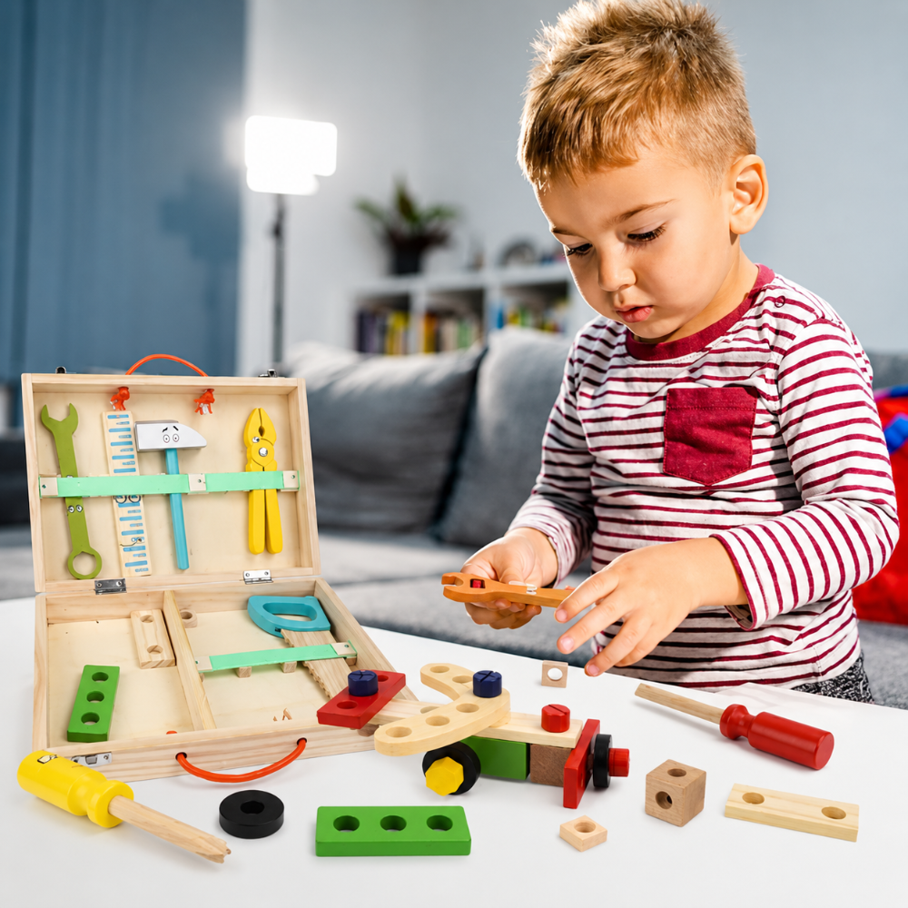 Building Toys Wooden Tool Set Kids Construction Play Kit