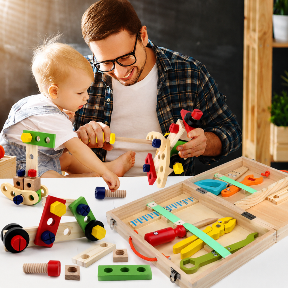 Building Toys Wooden Tool Set Kids Construction Play Kit