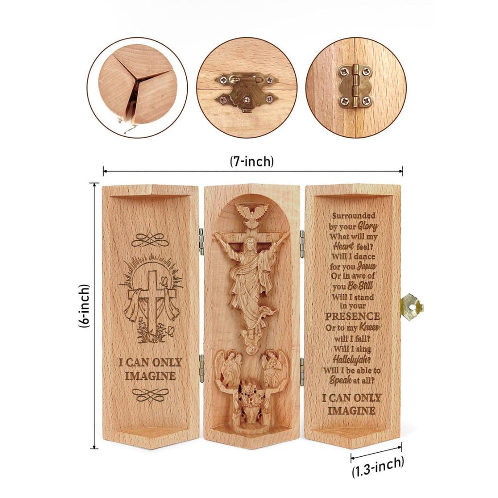 Christian Decor Wooden Prayer Sculpture Openable Statue