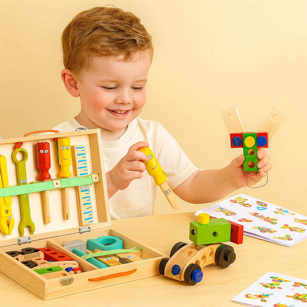 Kids Tool Set Wooden Building Toy Toolbox