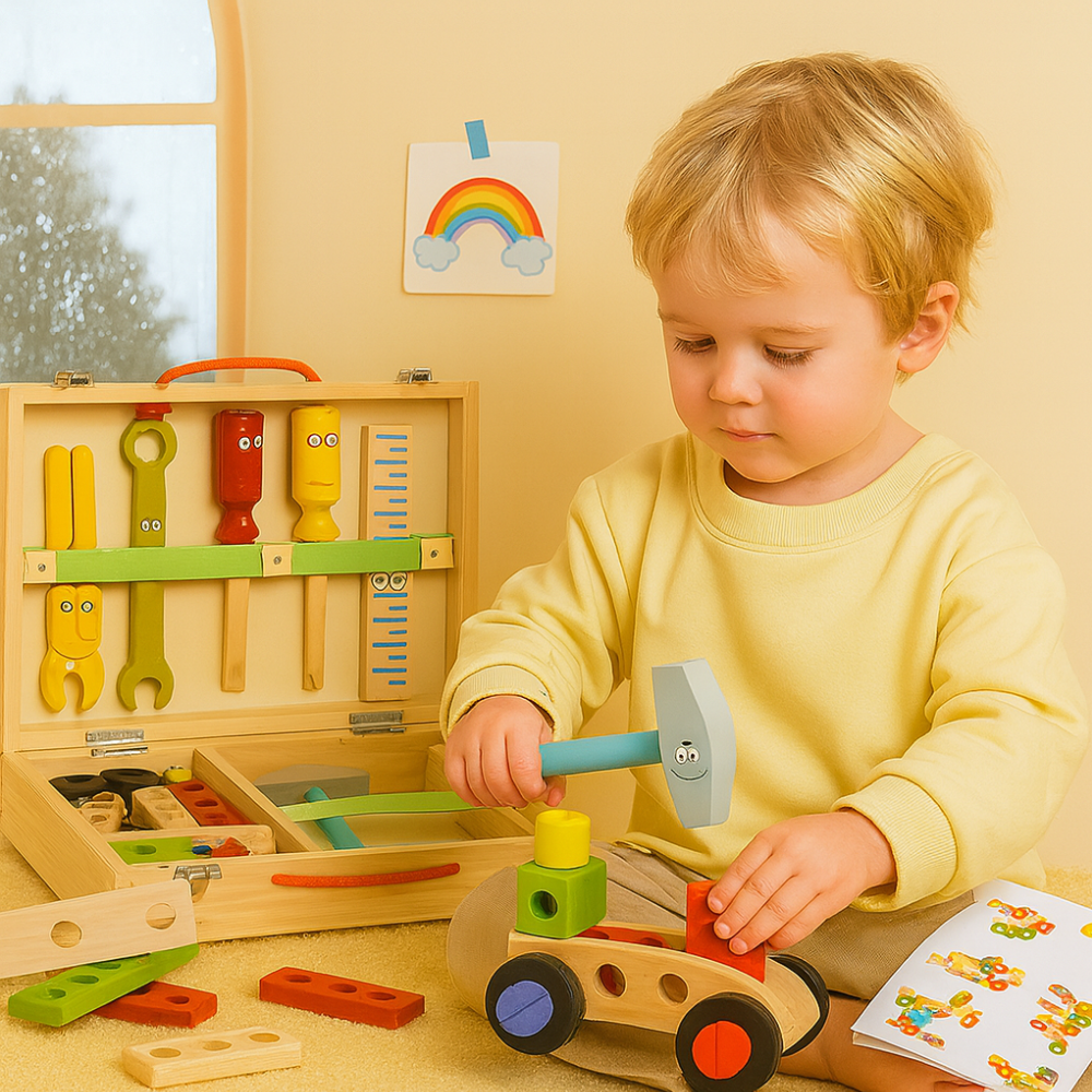 Kids Tool Set Wooden Building Toy Toolbox