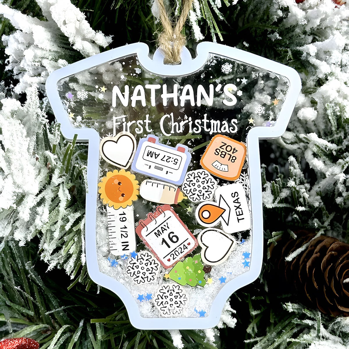 Christmas Ornament Personalized Ornament Baby Onesie Design - Image 3