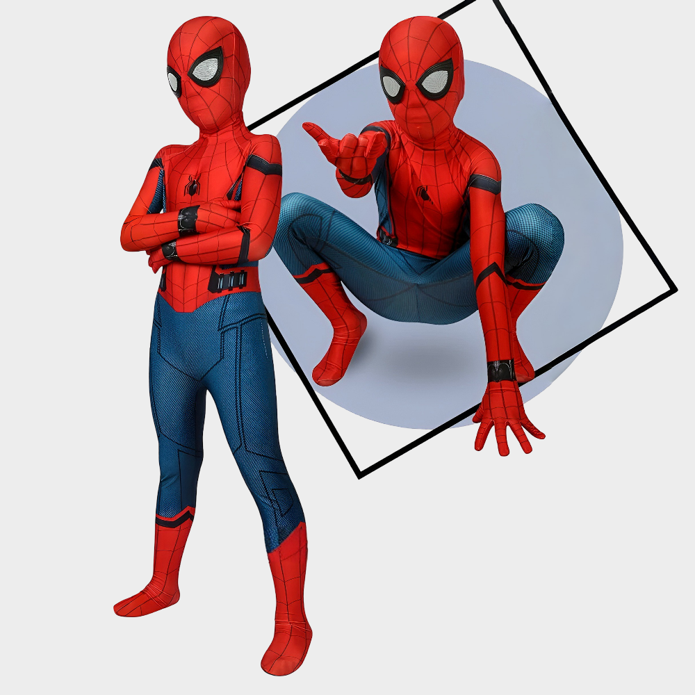 Halloween Costume Kids Superhero Stretch Bodysuit Mask